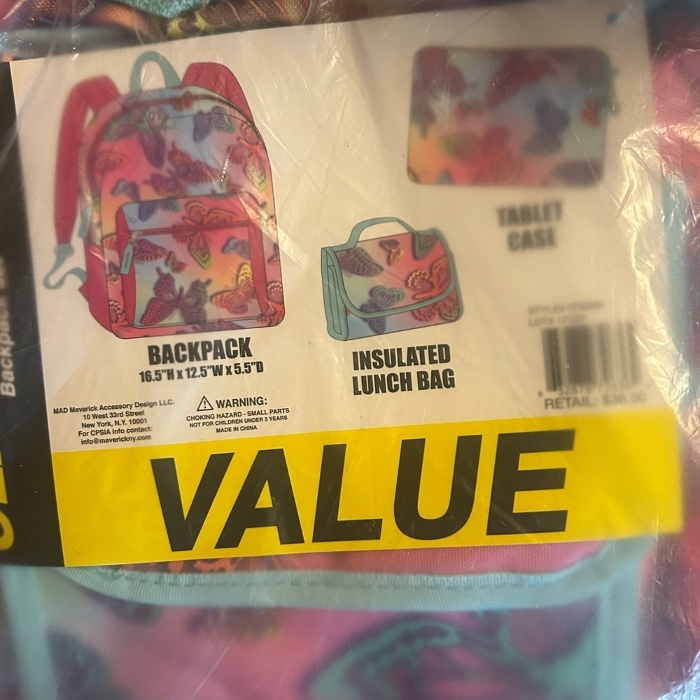 Colorful Butterfly Backpack Set - Picture 2 of 4